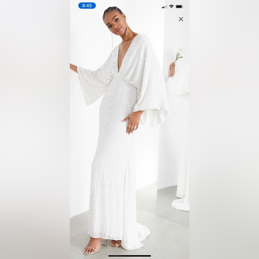 ASOS Ciara sequin kimono sleeve wedding dress